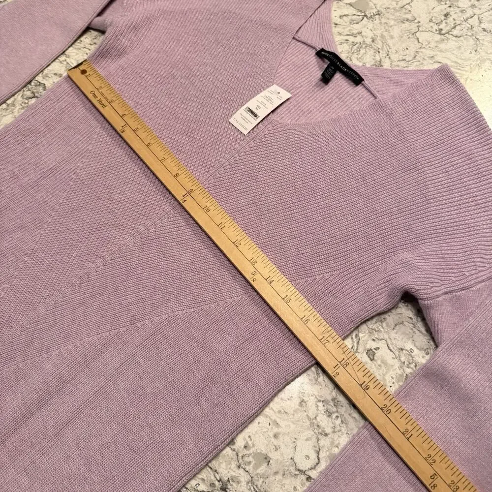 White House Black Market Sweater Women’s Size Medium Purple Ribbed Tunic NEW NWT